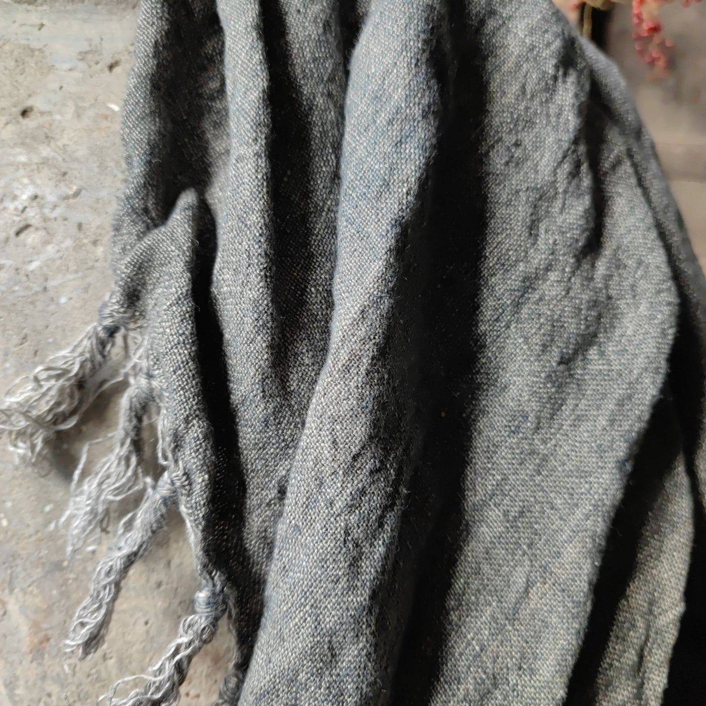 Plaid stonewashed gray linen