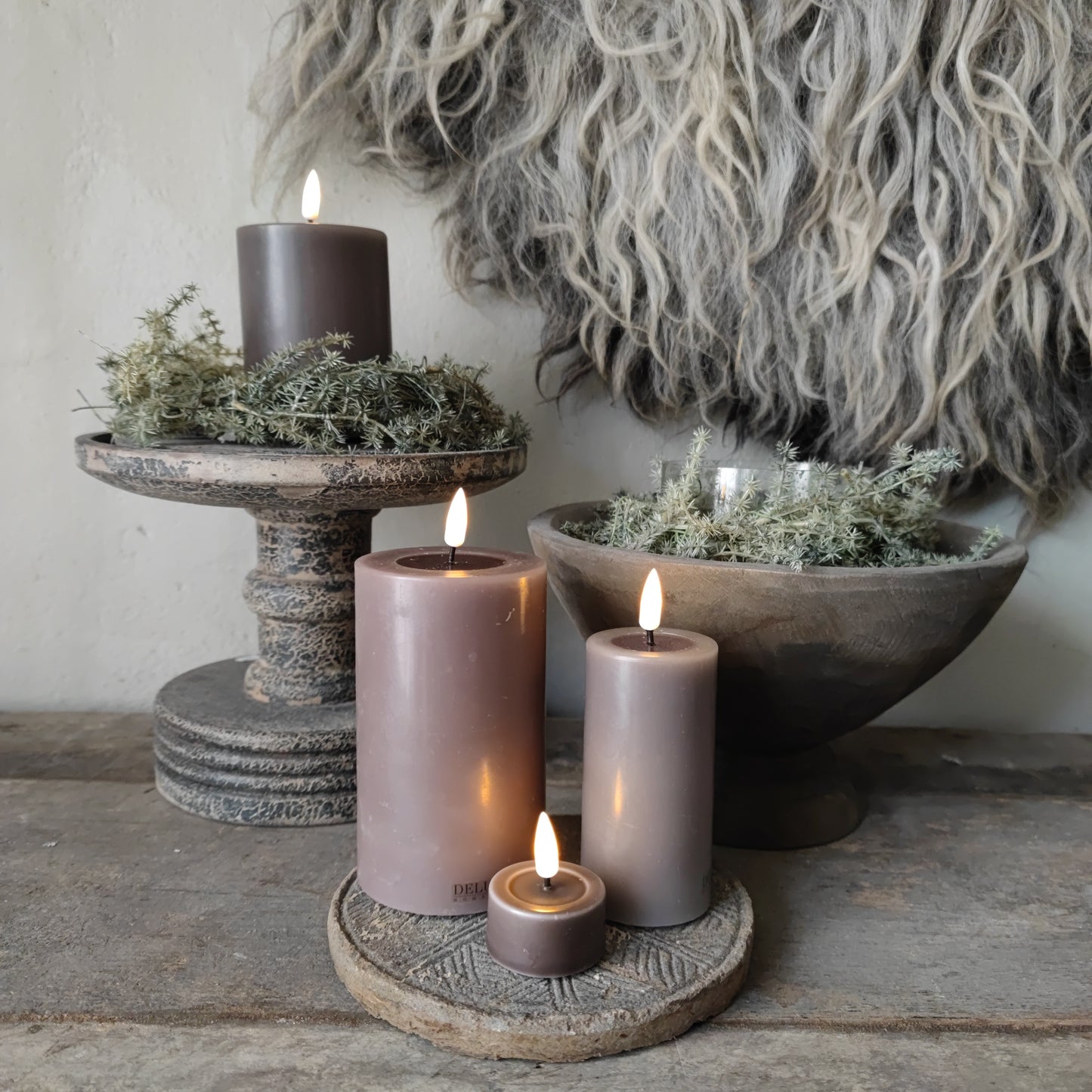 Wax Led candles Aubergine D5/H10