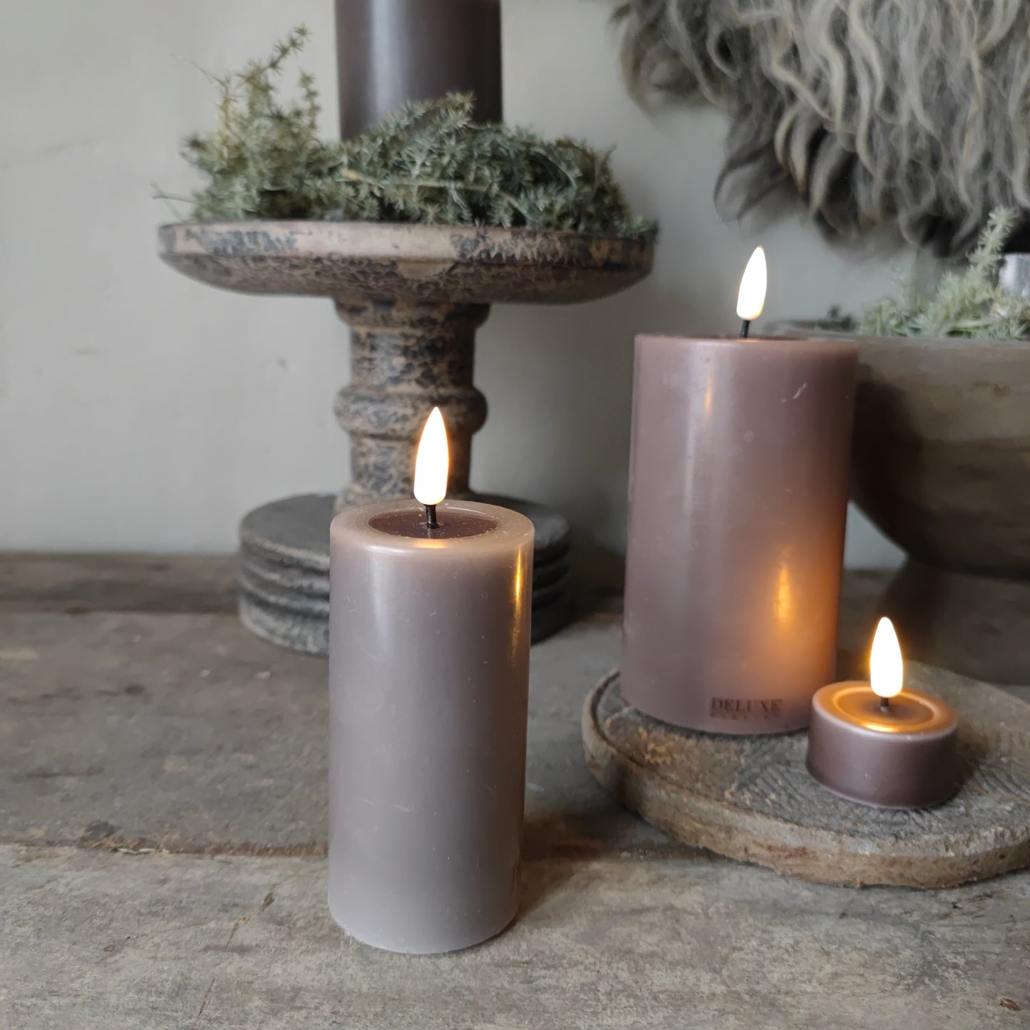 Wax Led candles Aubergine D5/H10
