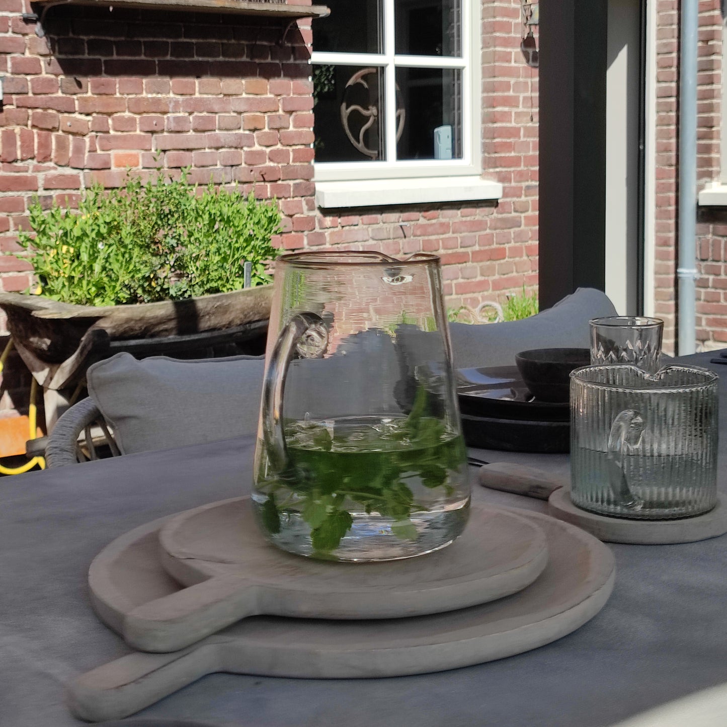 Grey wash serveerplank rond (Middel)