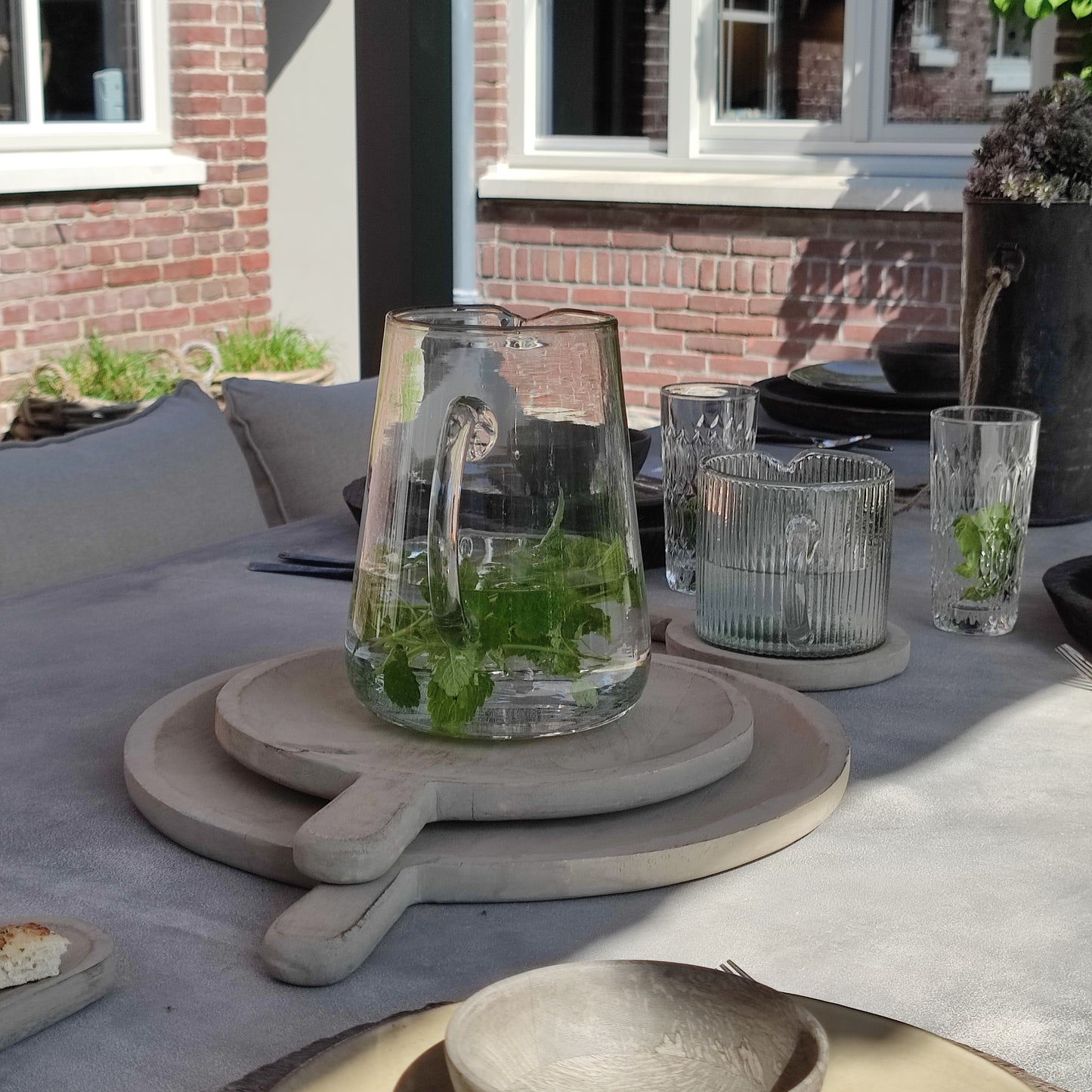 Grey wash serveerplank rond (Middel)