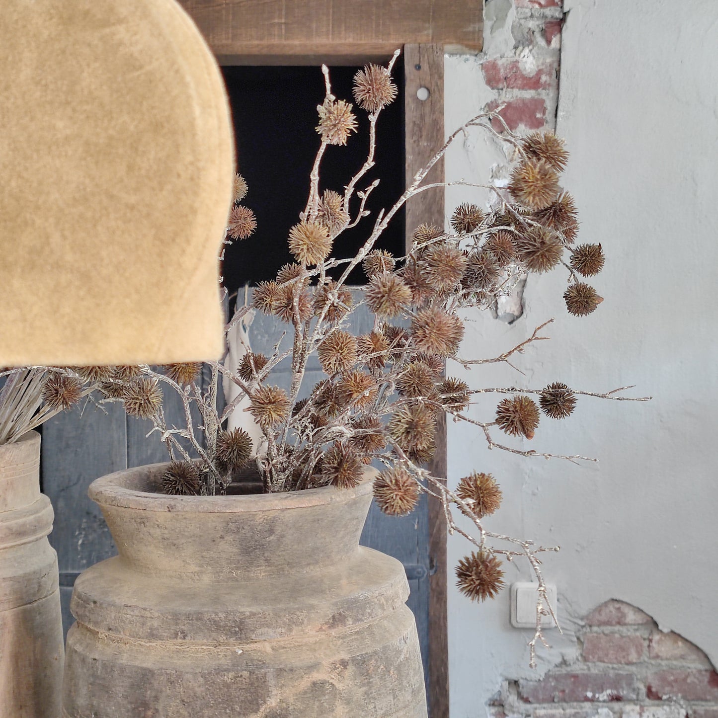 Zijde Autumn pompom twijg