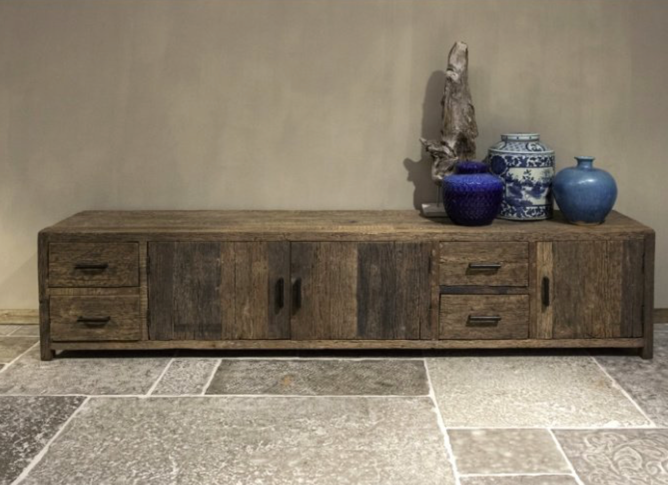 Rustic TV sideboard 3 doors & 4 drawers