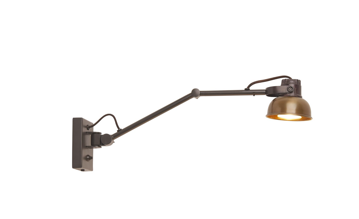 Wandlamp Mazz knikarm koperen kapje Frezoli