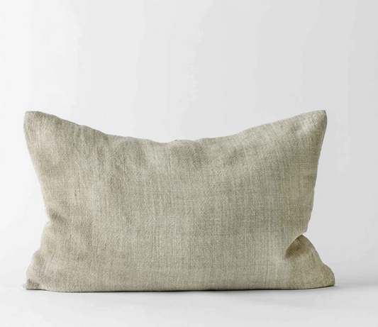 Handgemaakt Linnen kussenhoes vintage green 40 x 60