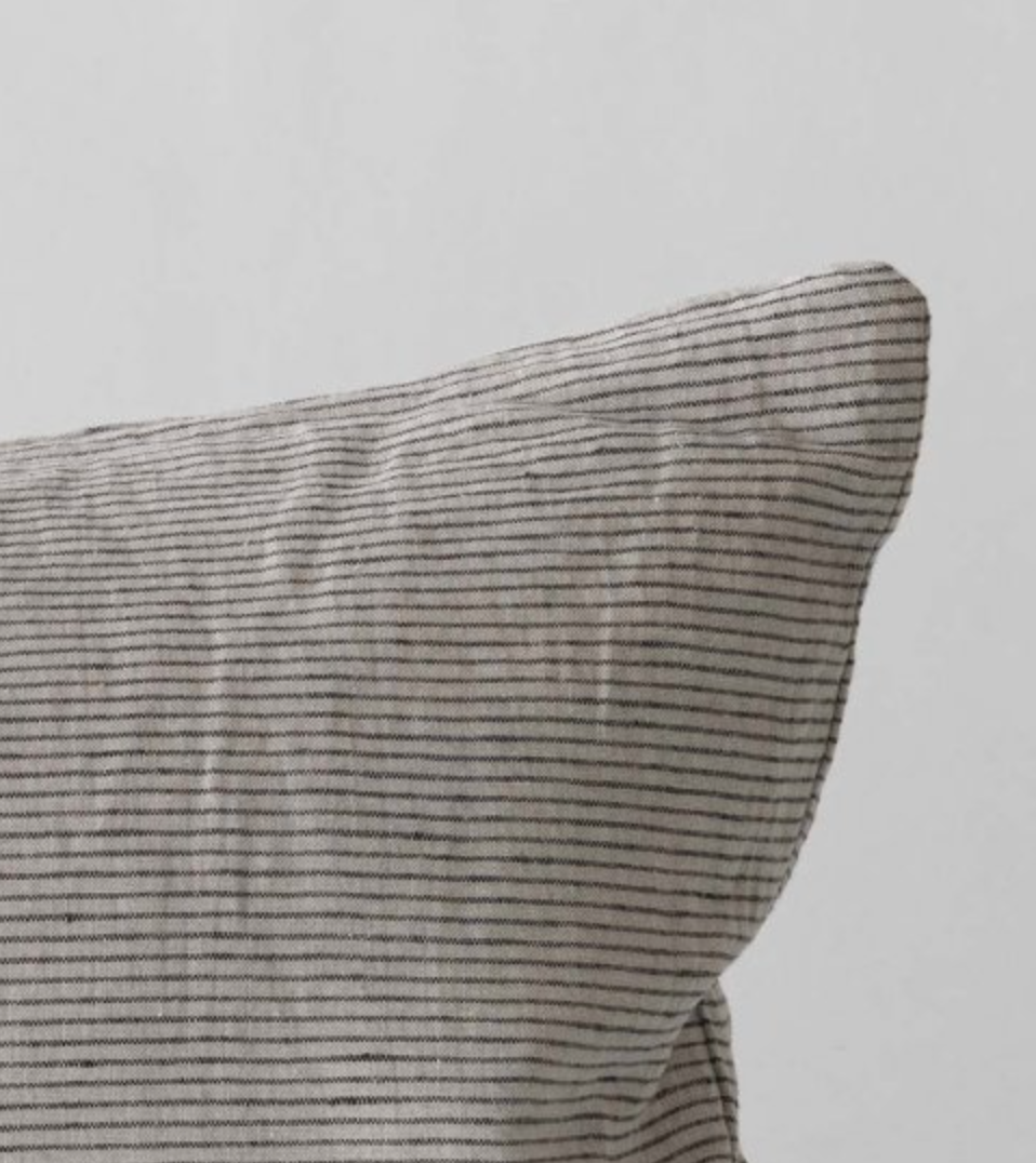 Linnen stripe kussenhoes beige/zwart 40 x 60