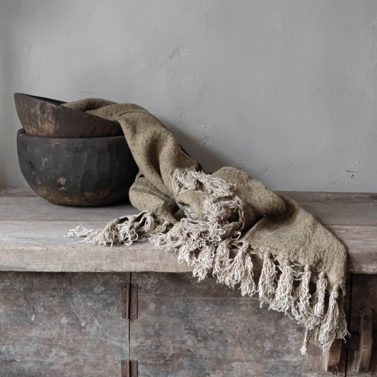Plaid stonewashed gray linen