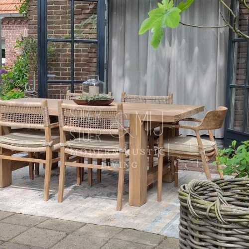 Outdoor stoel rustic rond incl. standaard kussen