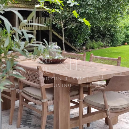 Outdoor rustic tuin tafel recht 200 cm