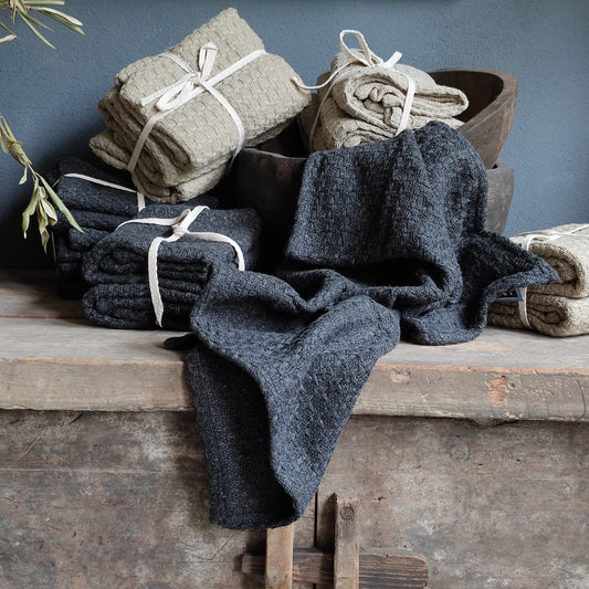 Tea towel stonewashed green set of 3
