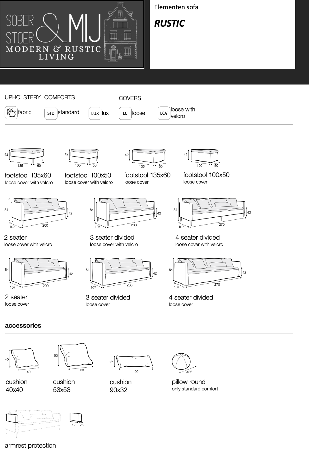 Rustikales Sofa (verschiedene Größen verfügbar VA. PREIS)