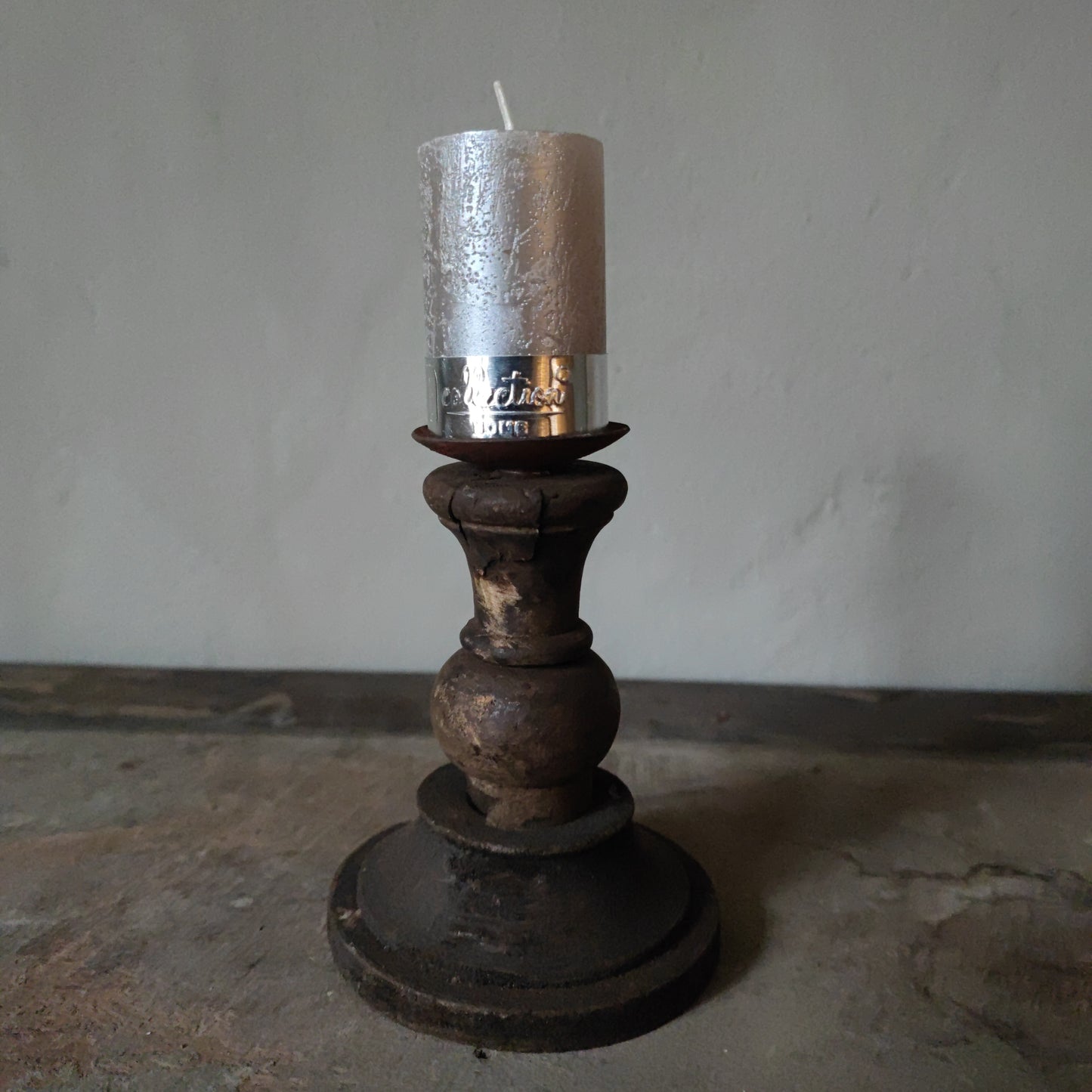PTMD Candle metallic taupe 6 x 4