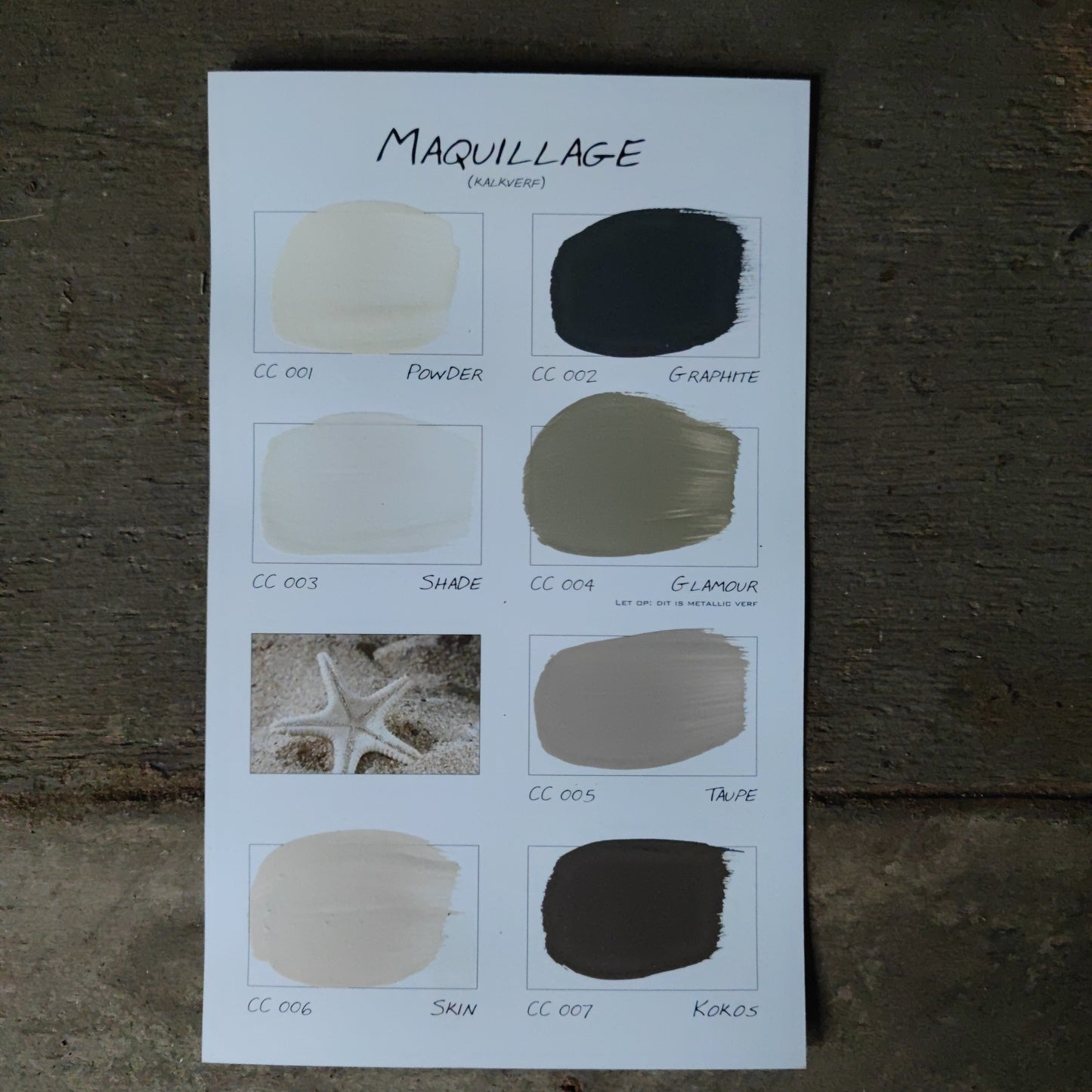 Carte Colori Kleurenkaart Maquillage kalkverf