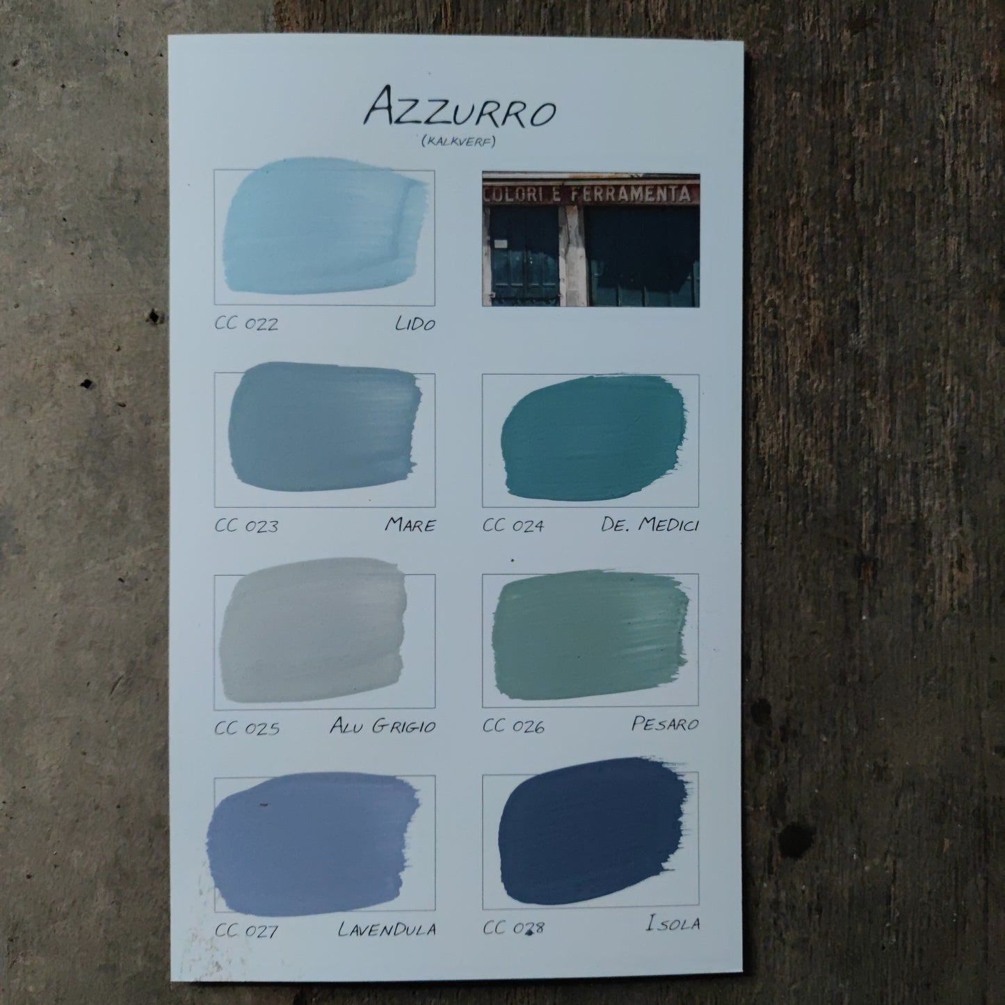 Carte Colori Kleurenkaart Azzurro kalkverf