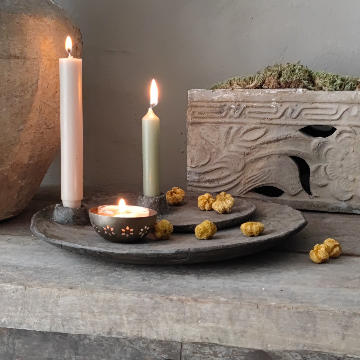 Concrete bowl candle PMR 33 cm