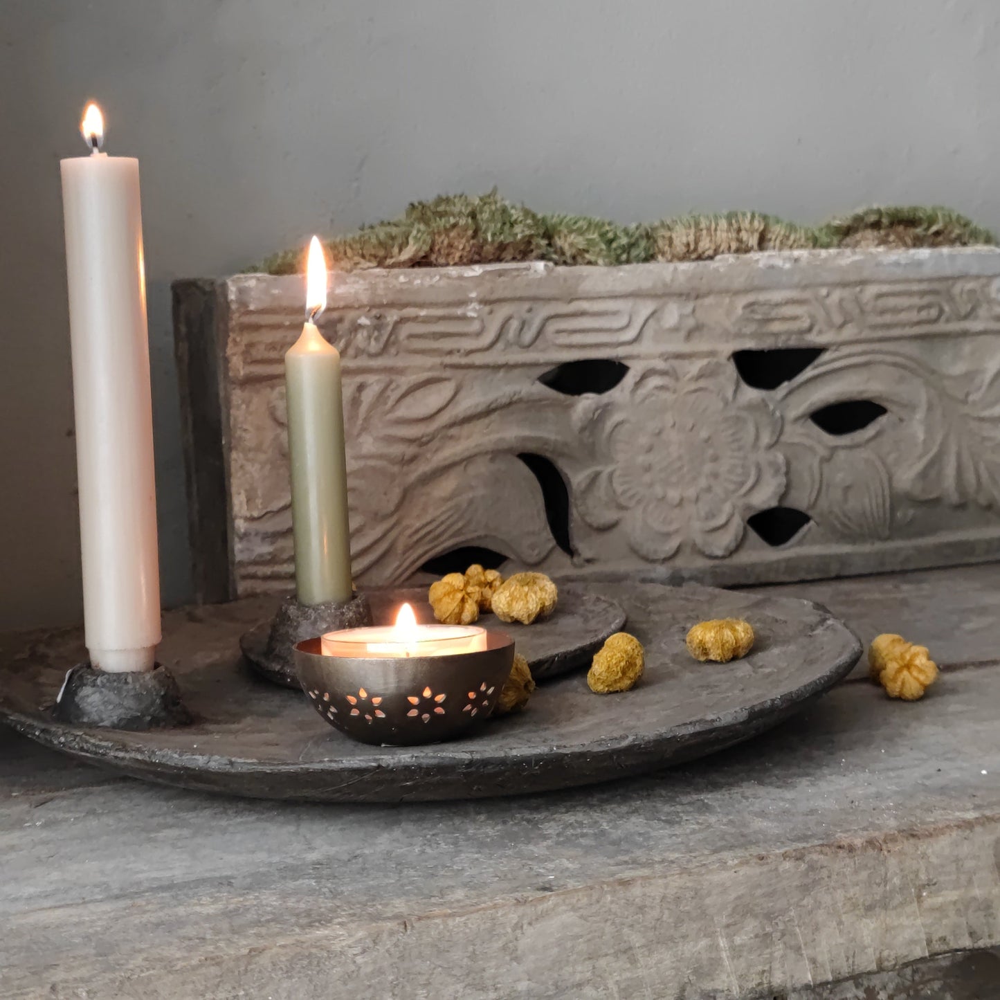 Concrete bowl candle PMR 16 cm