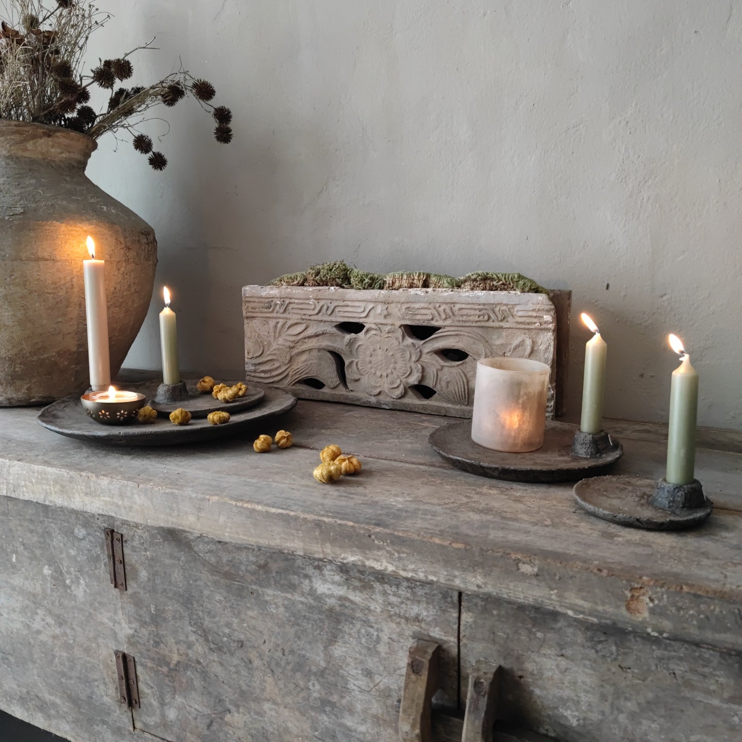 Concrete bowl candle PMR 33 cm