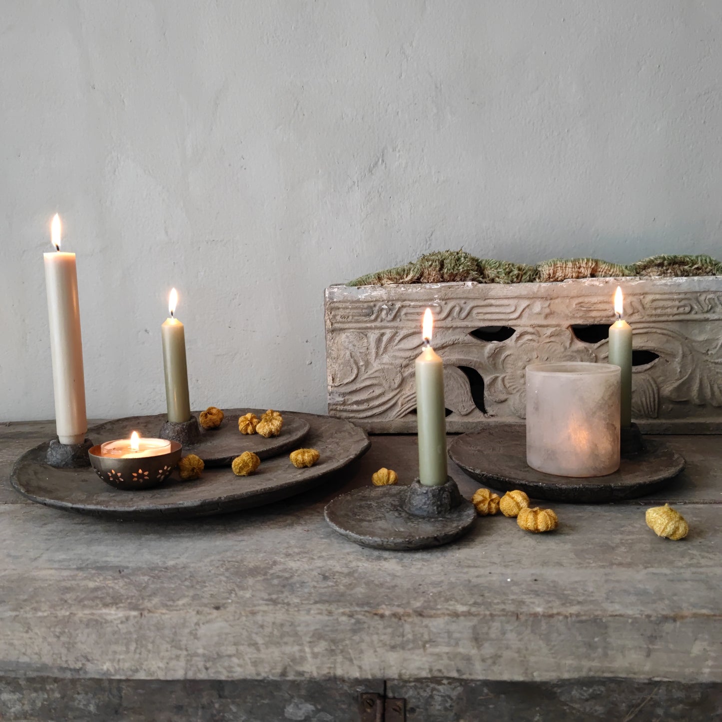 Concrete bowl candle PMR 33 cm