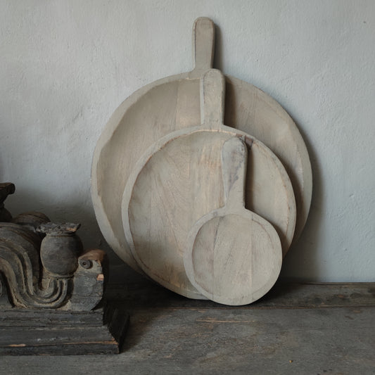 Grey wash serveerplank rond  (Middel)