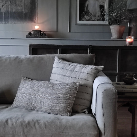 Kussen zand/zwart/naturel 30x60