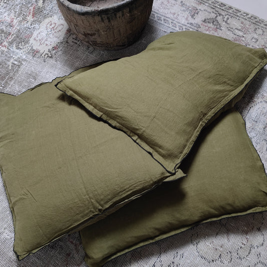 LINEN Cushion cover 65 x 65 ARMY