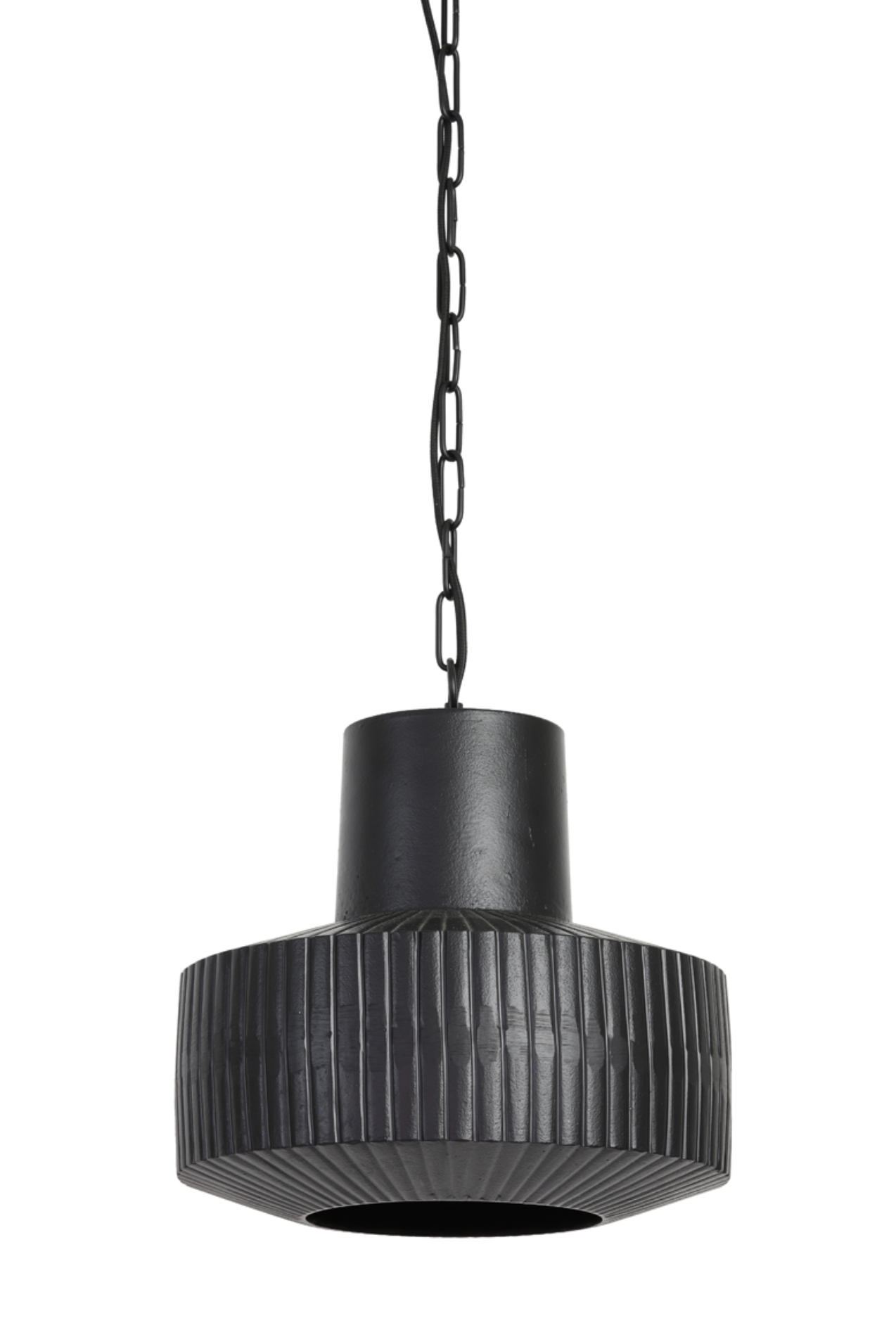 Mat zwarte metalen hanglamp 30 cm